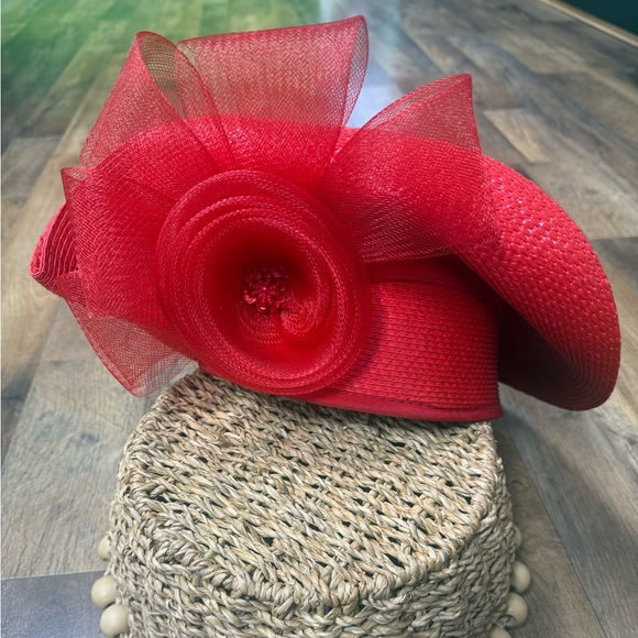 Vintage Accessories - Vintage Elegant Red Fascinator Hat